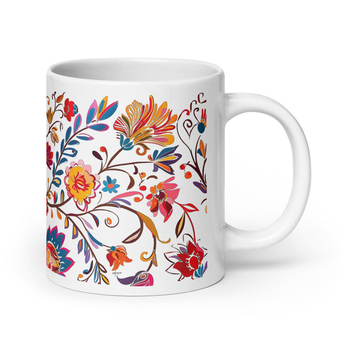 Amanda Exclusive Name Art Piece Home Office Work Coffee Mug Mexican Spanish Pride Gift Cup One-Of-A-Kind Calligraphy White Glossy Mug | A2 Mexicada 20 oz