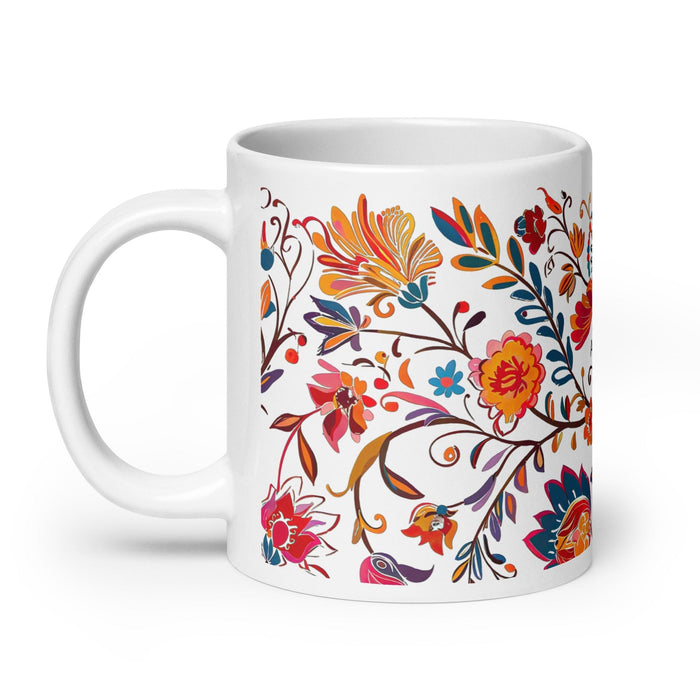 Amanda Exclusive Name Art Piece Home Office Work Coffee Mug Mexican Spanish Pride Gift Cup One-Of-A-Kind Calligraphy White Glossy Mug | A2 Mexicada