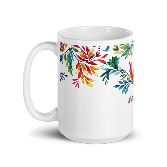 Amanda Exclusive Name Art Piece Home Office Work Coffee Mug Mexican Spanish Pride Gift Cup One-Of-A-Kind Calligraphy White Glossy Mug | A4 Mexicada