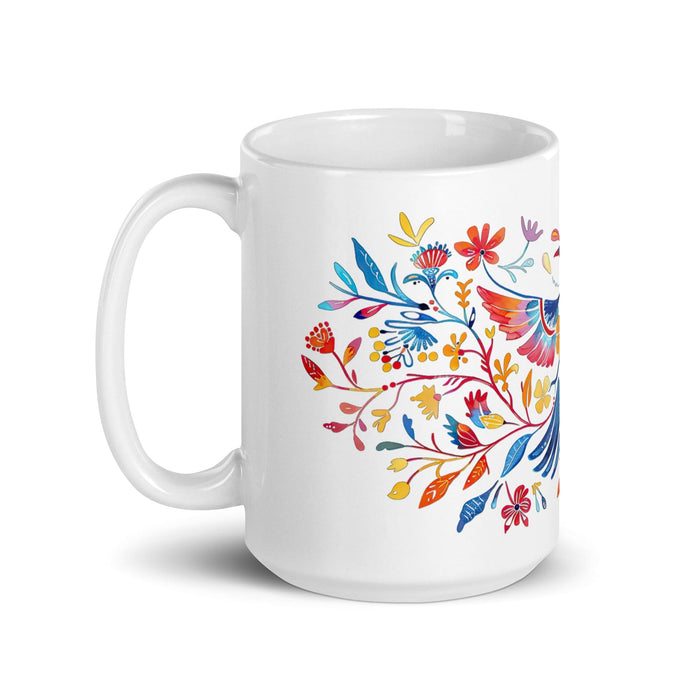 Amanda Exclusive Name Art Piece Home Office Work Coffee Mug Mexican Spanish Pride Gift Cup One-Of-A-Kind Calligraphy White Glossy Mug | A7 Mexicada