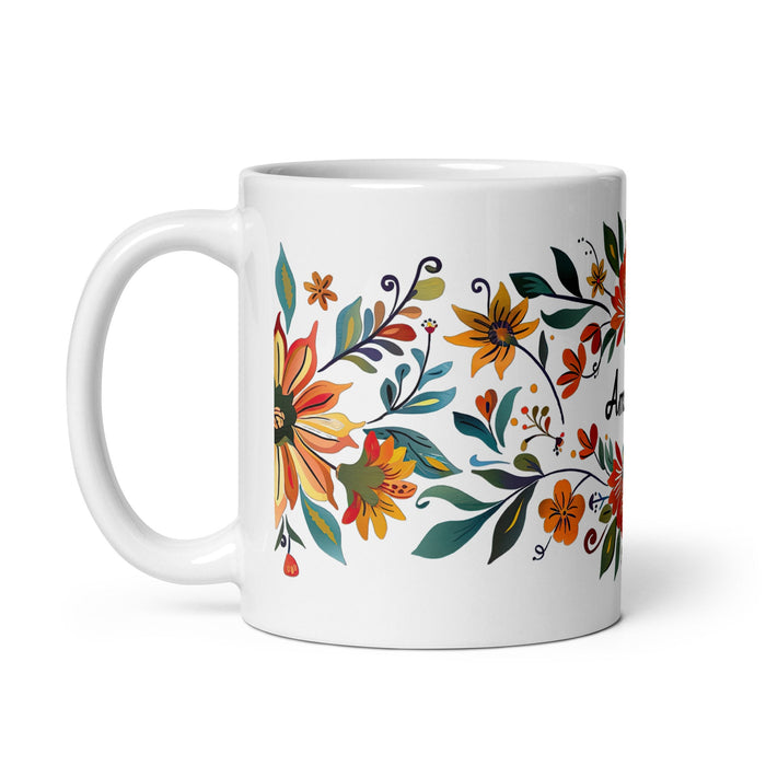 Amanda Exclusive Name Art Piece Home Office Work Coffee Mug Mexican Spanish Pride Gift Cup One - Of - A - Kind Calligraphy White Glossy Mug | A8 - Mexicada