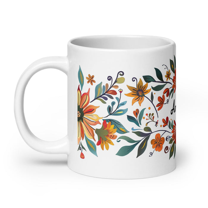 Amanda Exclusive Name Art Piece Home Office Work Coffee Mug Mexican Spanish Pride Gift Cup One - Of - A - Kind Calligraphy White Glossy Mug | A8 - Mexicada