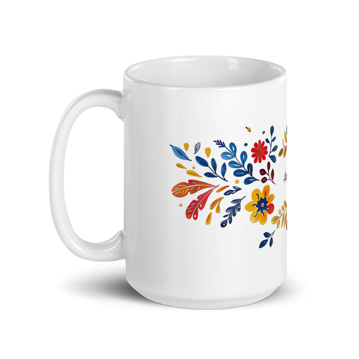 Amanda Exclusive Name Art Piece Home Office Work Coffee Mug Mexican Spanish Pride Gift Cup One - Of - A - Kind Calligraphy White Glossy Mug | A9 - Mexicada