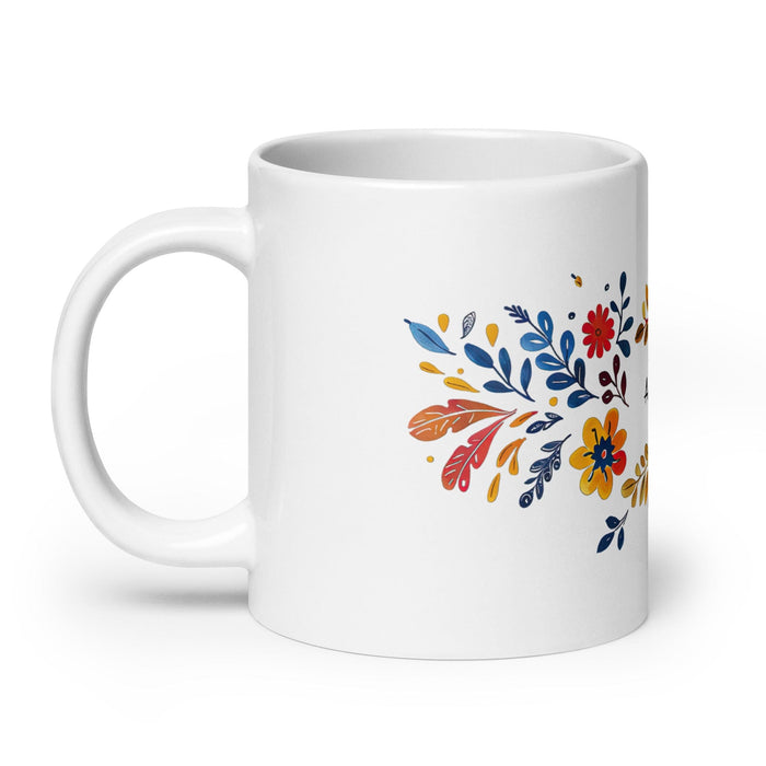 Amanda Exclusive Name Art Piece Home Office Work Coffee Mug Mexican Spanish Pride Gift Cup One-Of-A-Kind Calligraphy White Glossy Mug | A9 Mexicada