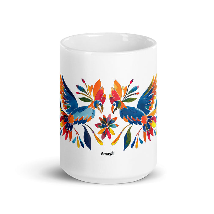 Amaya Exclusive Name Art Piece Home Office Work Coffee Mug Mexican Spanish Pride Gift Cup One - Of - A - Kind Calligraphy White Glossy Mug | A10 - Mexicada