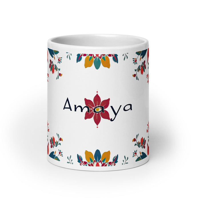 Amaya Exclusive Name Art Piece Home Office Work Coffee Mug Mexican Spanish Pride Gift Cup One-Of-A-Kind Calligraphy White Glossy Mug | A14 Mexicada