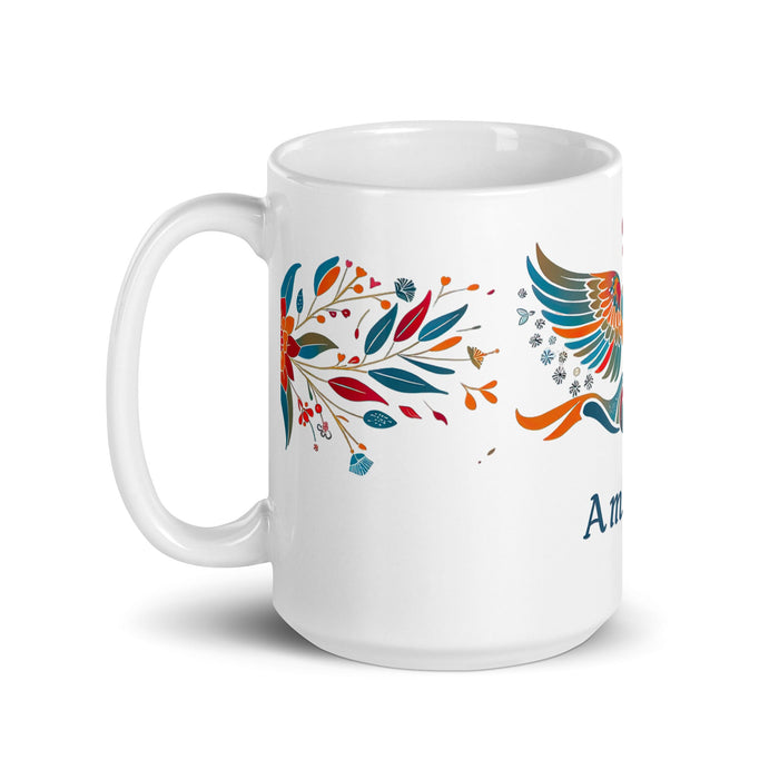 Amaya Exclusive Name Art Piece Home Office Work Coffee Mug Mexican Spanish Pride Gift Cup One - Of - A - Kind Calligraphy White Glossy Mug | A15 - Mexicada