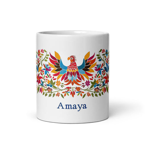 Amaya Exclusive Name Art Piece Home Office Work Coffee Mug Mexican Spanish Pride Gift Cup One - Of - A - Kind Calligraphy White Glossy Mug | A18 - Mexicada