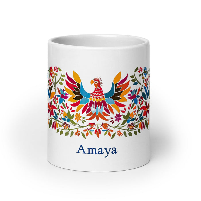 Amaya Exclusive Name Art Piece Home Office Work Coffee Mug Mexican Spanish Pride Gift Cup One-Of-A-Kind Calligraphy White Glossy Mug | A18 Mexicada