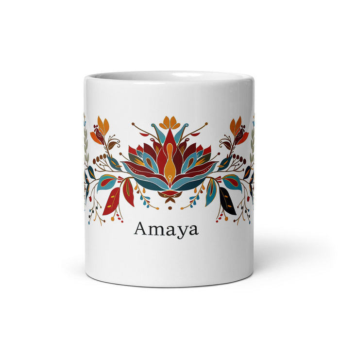 Amaya Exclusive Name Art Piece Home Office Work Coffee Mug Mexican Spanish Pride Gift Cup One - Of - A - Kind Calligraphy White Glossy Mug | A21 - Mexicada