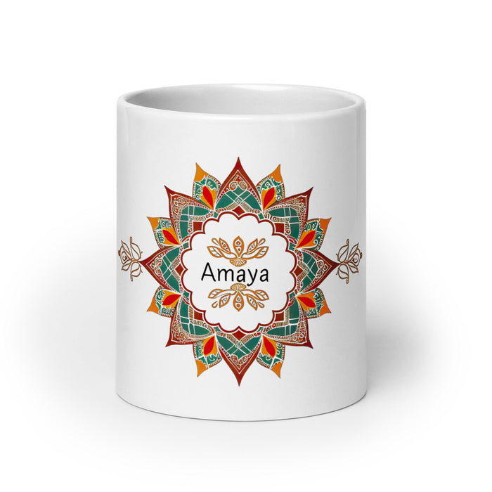 Amaya Exclusive Name Art Piece Home Office Work Coffee Mug Mexican Spanish Pride Gift Cup One - Of - A - Kind Calligraphy White Glossy Mug | A22 - Mexicada