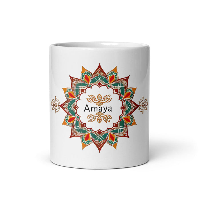 Amaya Exclusive Name Art Piece Home Office Work Coffee Mug Mexican Spanish Pride Gift Cup One-Of-A-Kind Calligraphy White Glossy Mug | A22 Mexicada