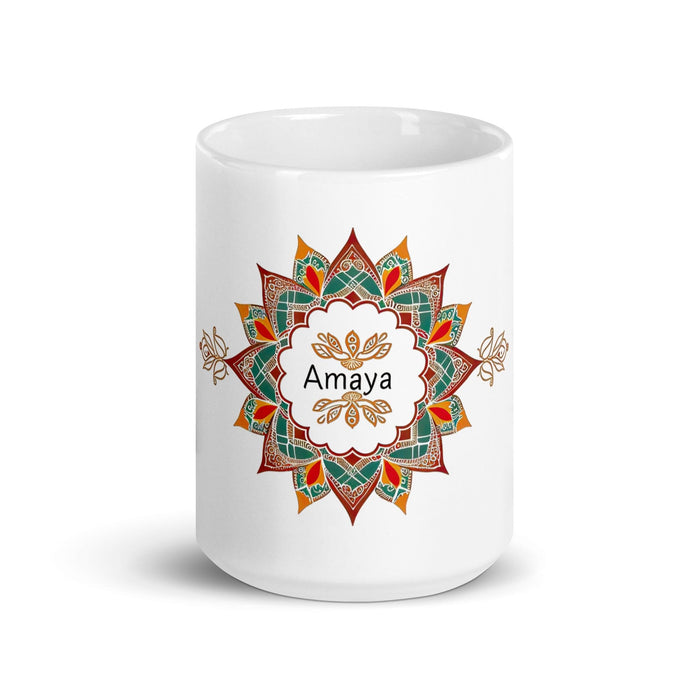 Amaya Exclusive Name Art Piece Home Office Work Coffee Mug Mexican Spanish Pride Gift Cup One-Of-A-Kind Calligraphy White Glossy Mug | A22 Mexicada