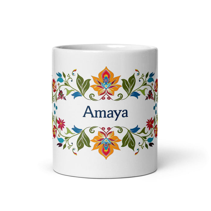 Amaya Exclusive Name Art Piece Home Office Work Coffee Mug Mexican Spanish Pride Gift Cup One-Of-A-Kind Calligraphy White Glossy Mug | A23 Mexicada