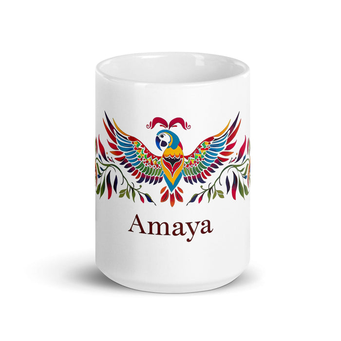 Amaya Exclusive Name Art Piece Home Office Work Coffee Mug Mexican Spanish Pride Gift Cup One-Of-A-Kind Calligraphy White Glossy Mug | A3 Mexicada