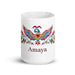 Amaya Exclusive Name Art Piece Home Office Work Coffee Mug Mexican Spanish Pride Gift Cup One-Of-A-Kind Calligraphy White Glossy Mug | A3 Mexicada