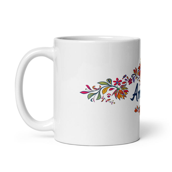 Amaya Exclusive Name Art Piece Home Office Work Coffee Mug Mexican Spanish Pride Gift Cup One - Of - A - Kind Calligraphy White Glossy Mug | A4 - Mexicada