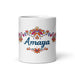 Amaya Exclusive Name Art Piece Home Office Work Coffee Mug Mexican Spanish Pride Gift Cup One - Of - A - Kind Calligraphy White Glossy Mug | A4 - Mexicada