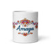 Amaya Exclusive Name Art Piece Home Office Work Coffee Mug Mexican Spanish Pride Gift Cup One-Of-A-Kind Calligraphy White Glossy Mug | A4 Mexicada