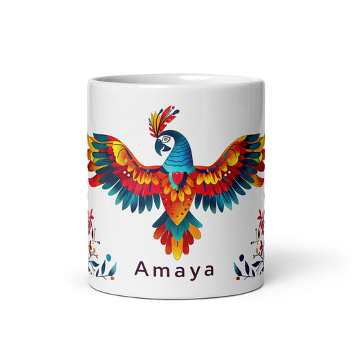 Amaya Exclusive Name Art Piece Home Office Work Coffee Mug Mexican Spanish Pride Gift Cup One - Of - A - Kind Calligraphy White Glossy Mug | A7 - Mexicada