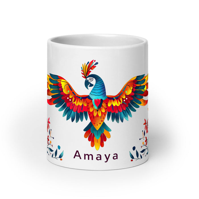 Amaya Exclusive Name Art Piece Home Office Work Coffee Mug Mexican Spanish Pride Gift Cup One - Of - A - Kind Calligraphy White Glossy Mug | A7 - Mexicada