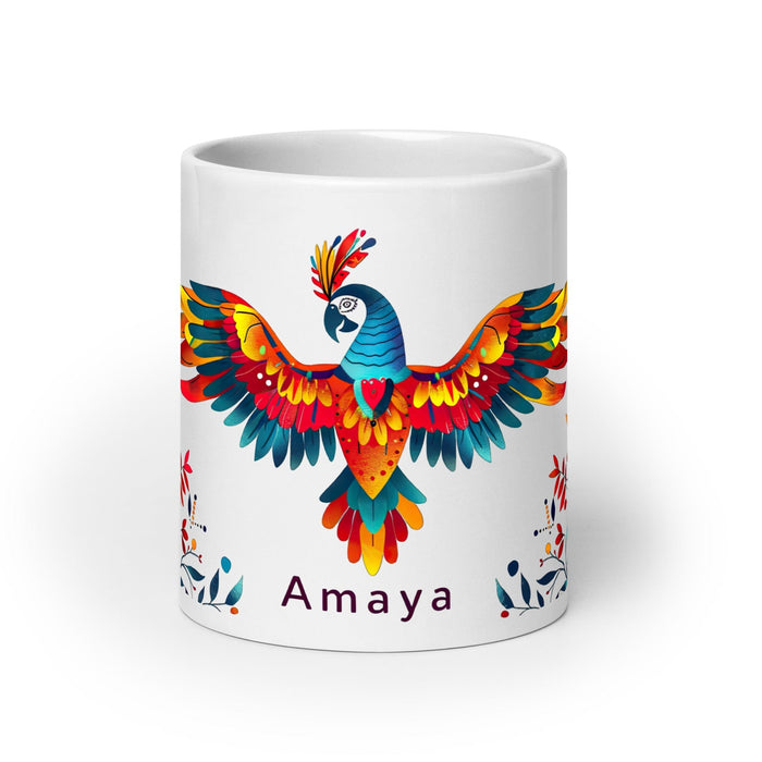 Amaya Exclusive Name Art Piece Home Office Work Coffee Mug Mexican Spanish Pride Gift Cup One-Of-A-Kind Calligraphy White Glossy Mug | A7 Mexicada