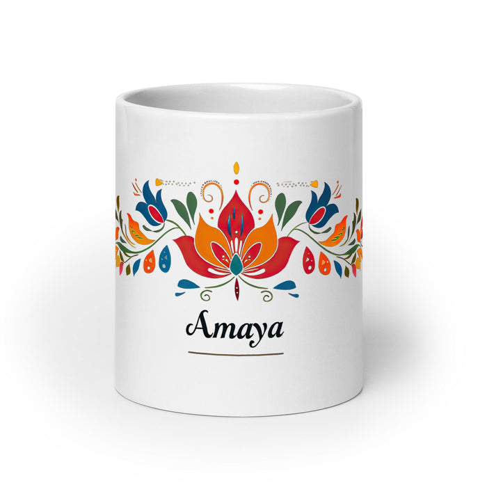 Amaya Exclusive Name Art Piece Home Office Work Coffee Mug Mexican Spanish Pride Gift Cup One - Of - A - Kind Calligraphy White Glossy Mug | A8 - Mexicada