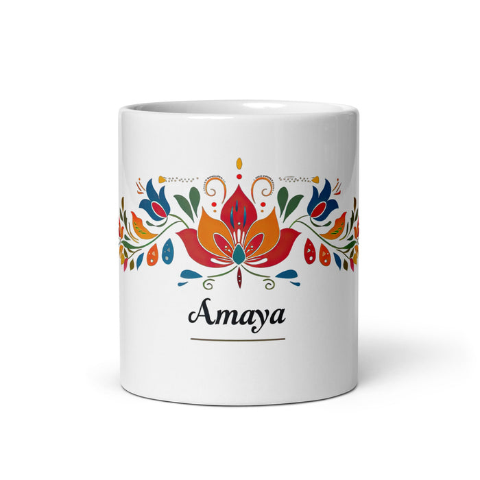 Amaya Exclusive Name Art Piece Home Office Work Coffee Mug Mexican Spanish Pride Gift Cup One - Of - A - Kind Calligraphy White Glossy Mug | A8 - Mexicada