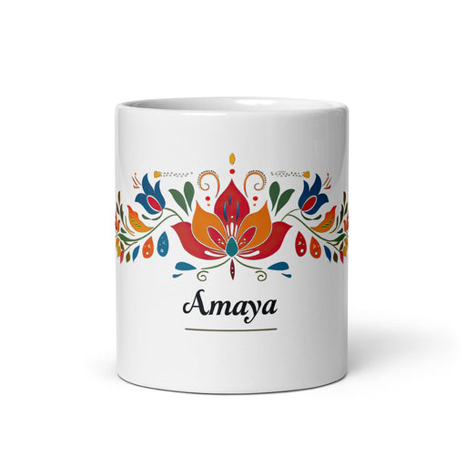 Amaya Exclusive Name Art Piece Home Office Work Coffee Mug Mexican Spanish Pride Gift Cup One-Of-A-Kind Calligraphy White Glossy Mug | A8 Mexicada