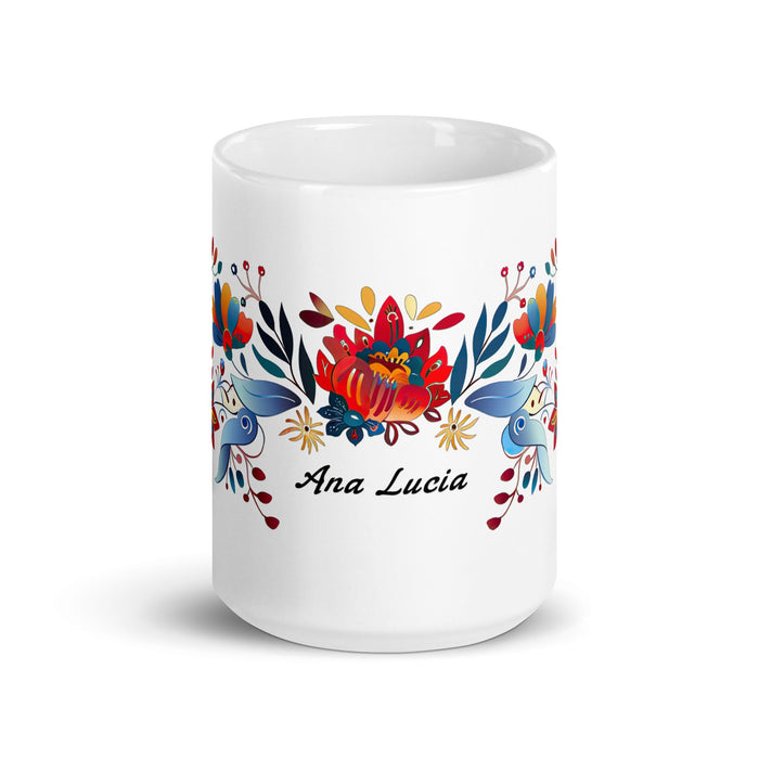 Ana Lucía Exclusive Name Art Piece Home Office Work Coffee Mug Mexican Spanish Pride Gift Cup One - Of - A - Kind Calligraphy White Glossy Mug | A1 - Mexicada