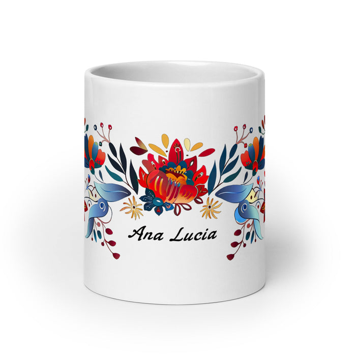 Ana Lucía Exclusive Name Art Piece Home Office Work Coffee Mug Mexican Spanish Pride Gift Cup One - Of - A - Kind Calligraphy White Glossy Mug | A1 - Mexicada