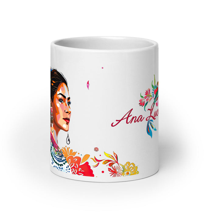 Ana Lucía Exclusive Name Art Piece Home Office Work Coffee Mug Mexican Spanish Pride Gift Cup One - Of - A - Kind Calligraphy White Glossy Mug | A11 - Mexicada