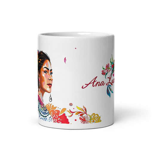 Ana Lucía Exclusive Name Art Piece Home Office Work Coffee Mug Mexican Spanish Pride Gift Cup One - Of - A - Kind Calligraphy White Glossy Mug | A11 - Mexicada