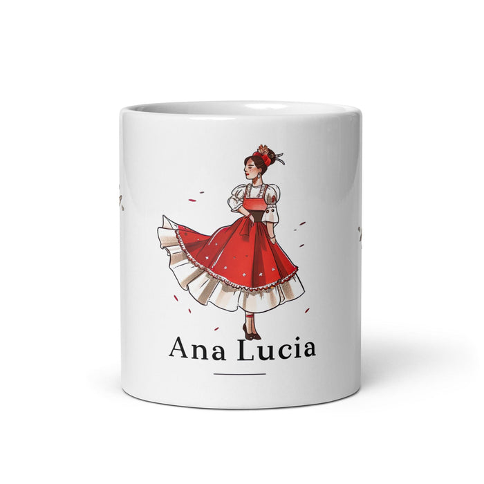 Ana Lucía Exclusive Name Art Piece Home Office Work Coffee Mug Mexican Spanish Pride Gift Cup One-Of-A-Kind Calligraphy White Glossy Mug | A12 Mexicada