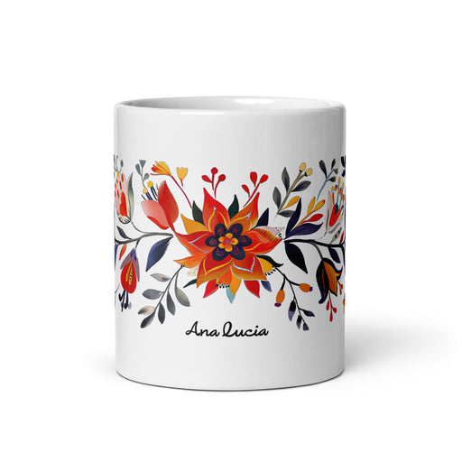 Ana Lucía Exclusive Name Art Piece Home Office Work Coffee Mug Mexican Spanish Pride Gift Cup One - Of - A - Kind Calligraphy White Glossy Mug | A13 - Mexicada