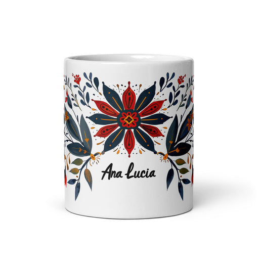 Ana Lucía Exclusive Name Art Piece Home Office Work Coffee Mug Mexican Spanish Pride Gift Cup One - Of - A - Kind Calligraphy White Glossy Mug | A14 - Mexicada