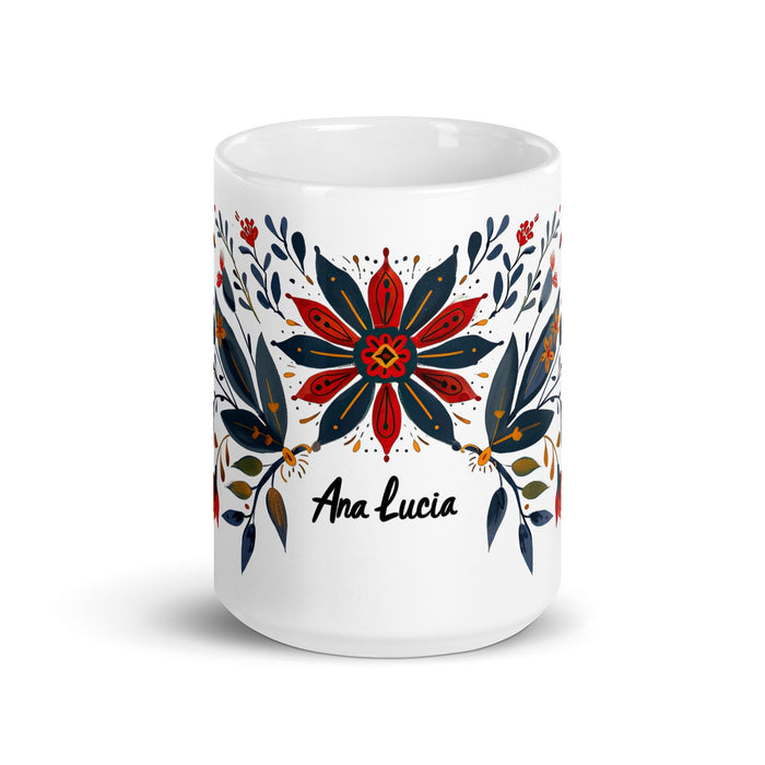 Ana Lucía Exclusive Name Art Piece Home Office Work Coffee Mug Mexican Spanish Pride Gift Cup One - Of - A - Kind Calligraphy White Glossy Mug | A14 - Mexicada