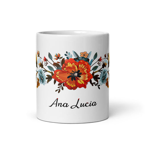 Ana Lucía Exclusive Name Art Piece Home Office Work Coffee Mug Mexican Spanish Pride Gift Cup One - Of - A - Kind Calligraphy White Glossy Mug | A2 - Mexicada