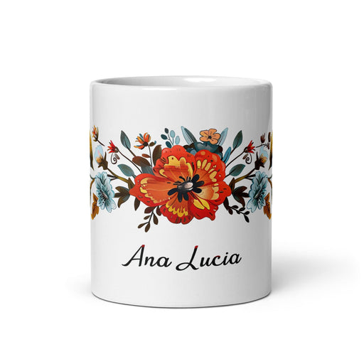 Ana Lucía Exclusive Name Art Piece Home Office Work Coffee Mug Mexican Spanish Pride Gift Cup One-Of-A-Kind Calligraphy White Glossy Mug | A2 Mexicada