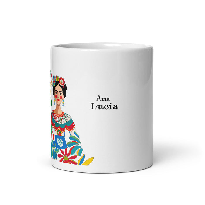 Ana Lucía Exclusive Name Art Piece Home Office Work Coffee Mug Mexican Spanish Pride Gift Cup One - Of - A - Kind Calligraphy White Glossy Mug | A3 - Mexicada