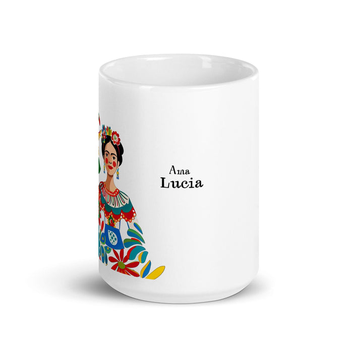 Ana Lucía Exclusive Name Art Piece Home Office Work Coffee Mug Mexican Spanish Pride Gift Cup One-Of-A-Kind Calligraphy White Glossy Mug | A3 Mexicada