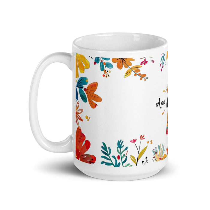 Ana Lucía Exclusive Name Art Piece Home Office Work Coffee Mug Mexican Spanish Pride Gift Cup One-Of-A-Kind Calligraphy White Glossy Mug | A4 Mexicada