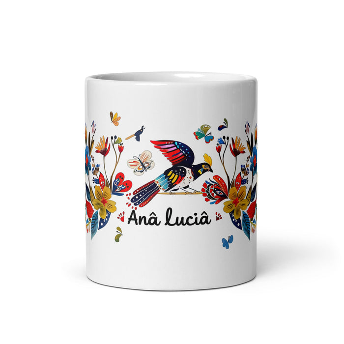 Ana Lucía Exclusive Name Art Piece Home Office Work Coffee Mug Mexican Spanish Pride Gift Cup One - Of - A - Kind Calligraphy White Glossy Mug | A7 - Mexicada