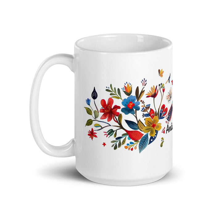 Ana Lucía Exclusive Name Art Piece Home Office Work Coffee Mug Mexican Spanish Pride Gift Cup One-Of-A-Kind Calligraphy White Glossy Mug | A7 Mexicada