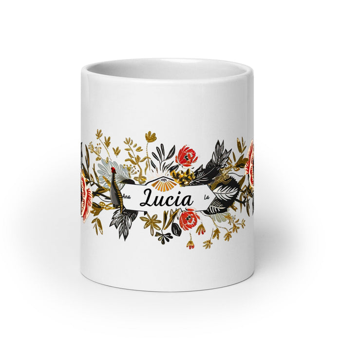 Ana Lucía Exclusive Name Art Piece Home Office Work Coffee Mug Mexican Spanish Pride Gift Cup One-Of-A-Kind Calligraphy White Glossy Mug | A8 Mexicada