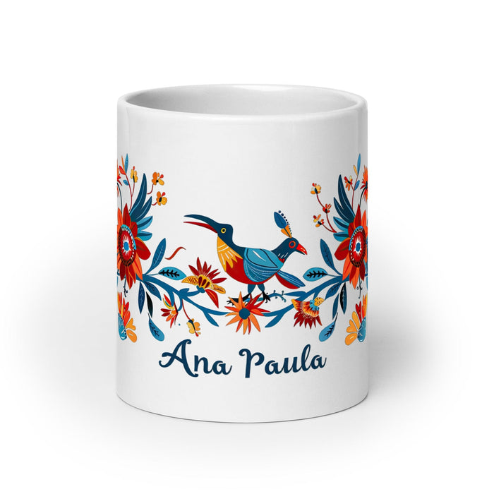 Ana Paula Exclusive Name Art Piece Home Office Work Coffee Mug Mexican Spanish Pride Gift Cup One-Of-A-Kind Calligraphy White Glossy Mug | A12 Mexicada