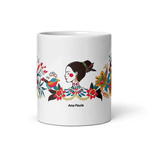 Ana Paula Exclusive Name Art Piece Home Office Work Coffee Mug Mexican Spanish Pride Gift Cup One - Of - A - Kind Calligraphy White Glossy Mug | A14 - Mexicada