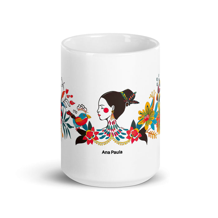 Ana Paula Exclusive Name Art Piece Home Office Work Coffee Mug Mexican Spanish Pride Gift Cup One - Of - A - Kind Calligraphy White Glossy Mug | A14 - Mexicada