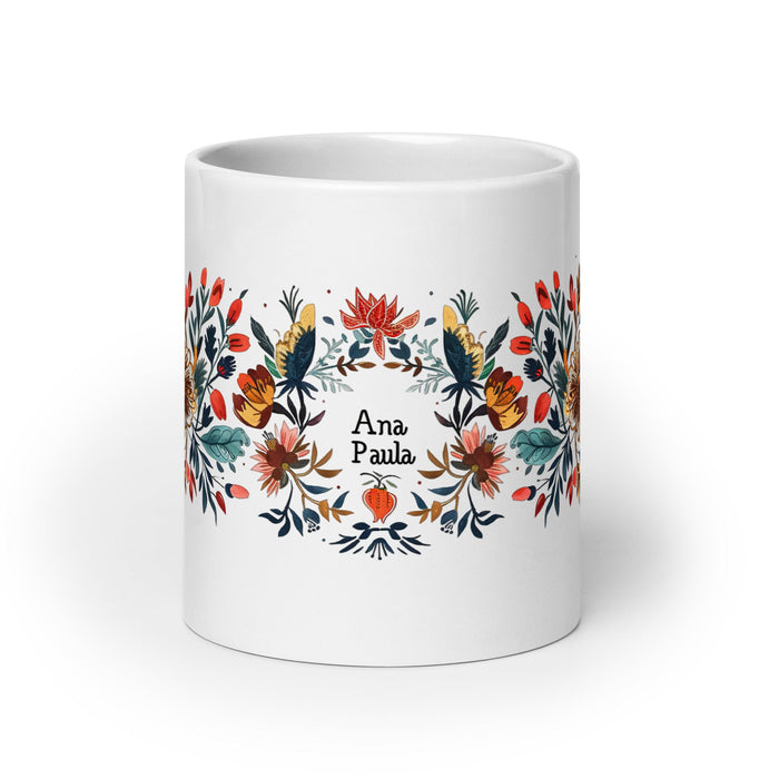 Ana Paula Exclusive Name Art Piece Home Office Work Coffee Mug Mexican Spanish Pride Gift Cup One - Of - A - Kind Calligraphy White Glossy Mug | A16 - Mexicada