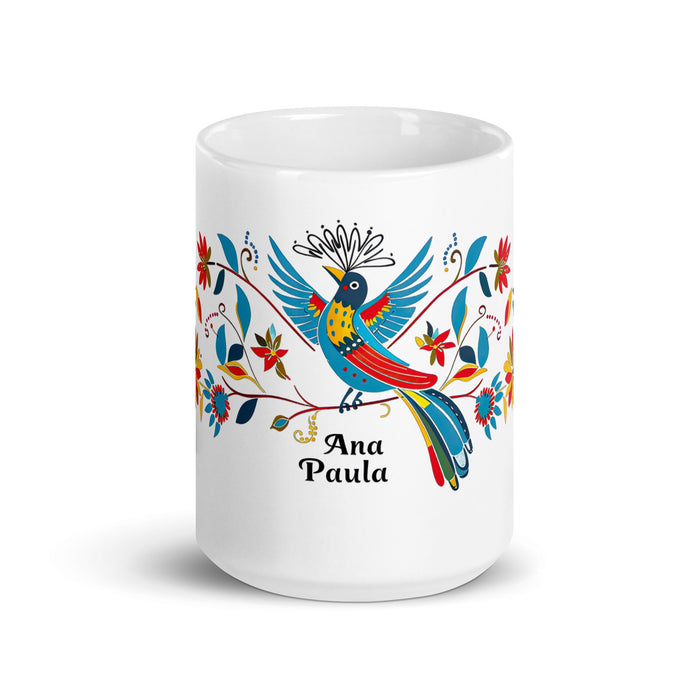 Ana Paula Exclusive Name Art Piece Home Office Work Coffee Mug Mexican Spanish Pride Gift Cup One - Of - A - Kind Calligraphy White Glossy Mug | A17 - Mexicada